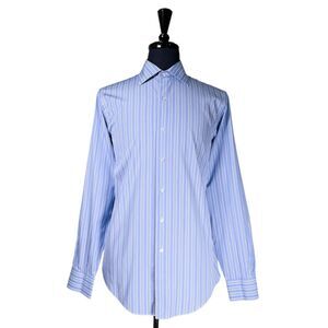 Brooks Brothers Thomas Mason Regent Fit 15.5 36 Blue White Striped Shirt Italy